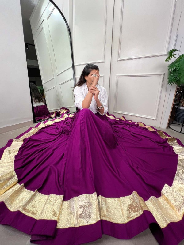 Plum Pure Rayon Lehenga Only